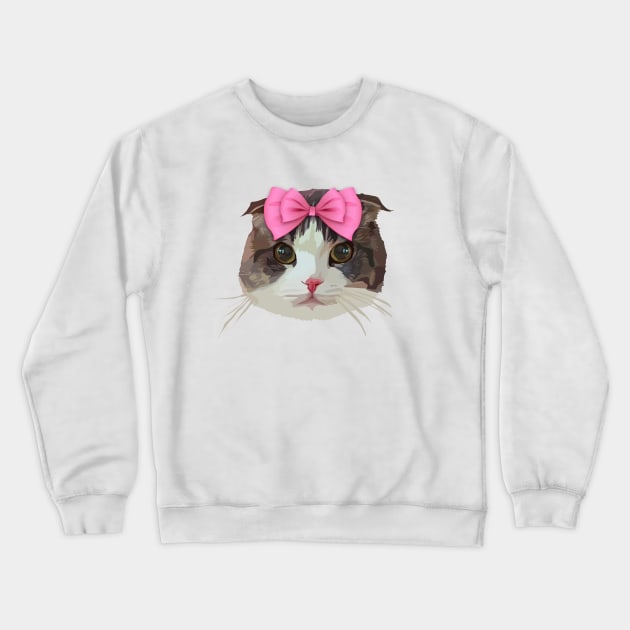 Pink Bow Cat Crewneck Sweatshirt by thedailysoe